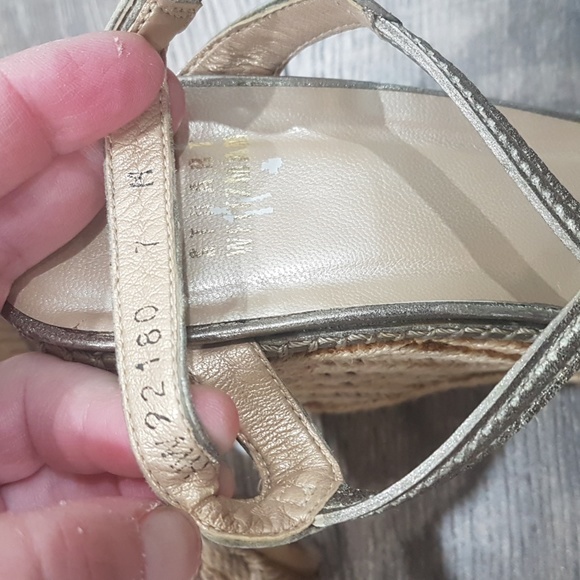 STUART WEITZMAN Gold Leather & Jute Sandals Size 7 - Picture 8 of 8
